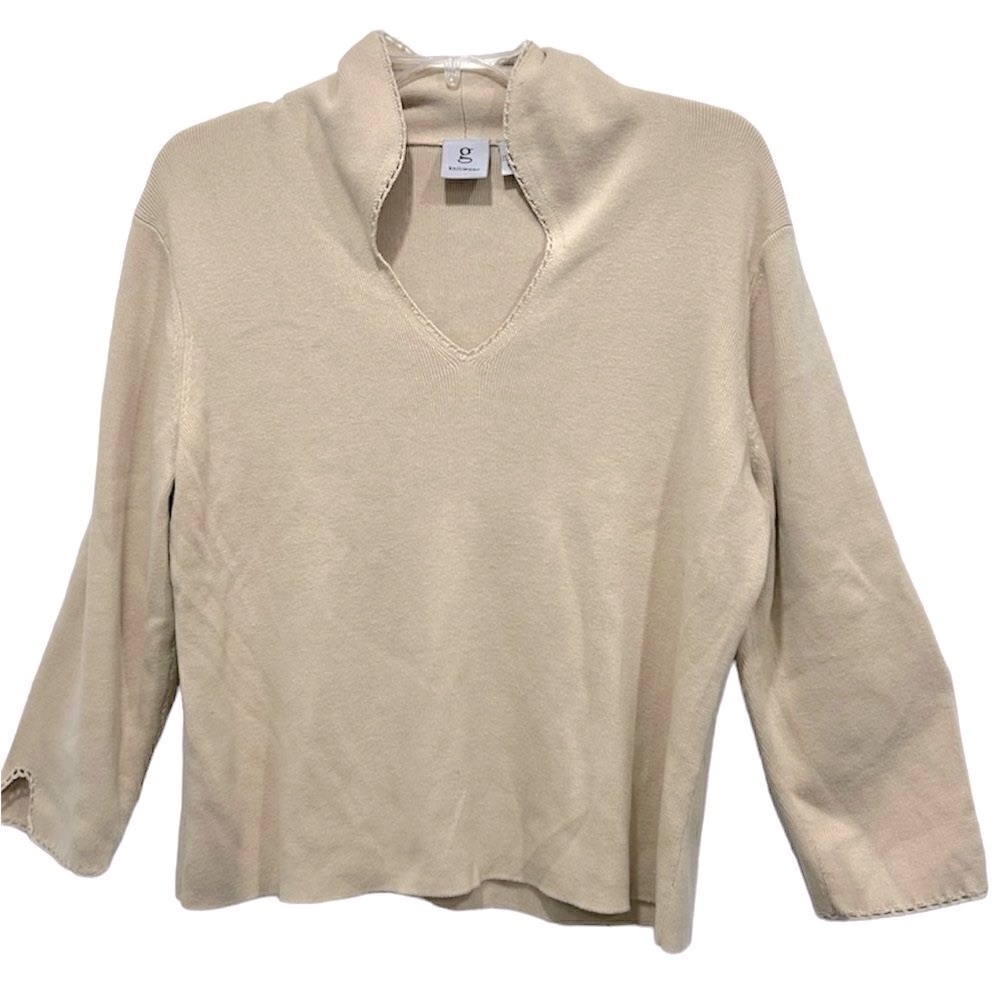 G Knitwear Beige V-Neck Sweater XL